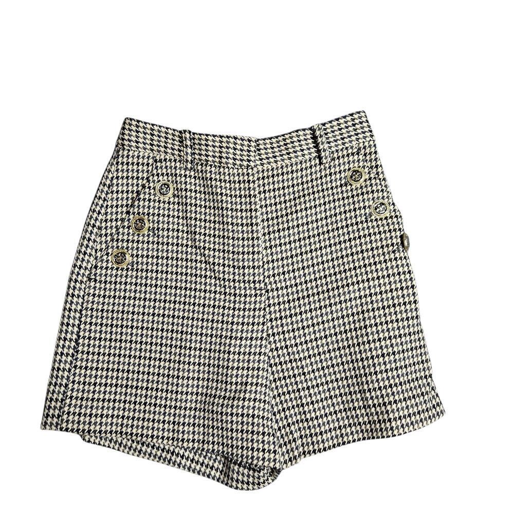 Zara Brown Houndstooth High Waist Women's Shorts Size:‎ S
